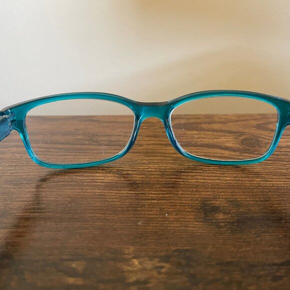 Foster Grant Blue Teal Floral Pattern Rectangular Eyeglass Frames Only 53-16-144 - Picture 4 of 8